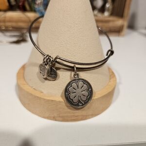 Alex and Ani Four Leaf Clover Silver Charm Bangle Bracelet Women's Jewelry